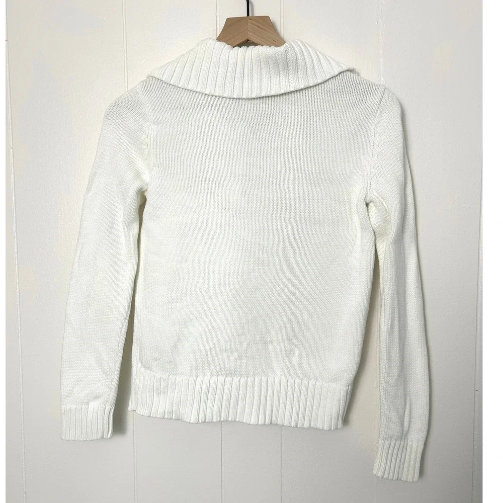 Lauren Ralph Lauren Sweater XS White Cotton Gold Hardware old‎ money equestrian